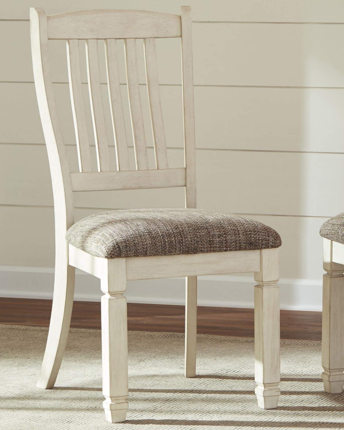imageSignature Design by Ashley Bolanburg Modern Farmhouse Upholstered Dining Chair 2 Count Brown Bolanburg 20 Upholstered Dining Room Chair Set of 2 Antique White