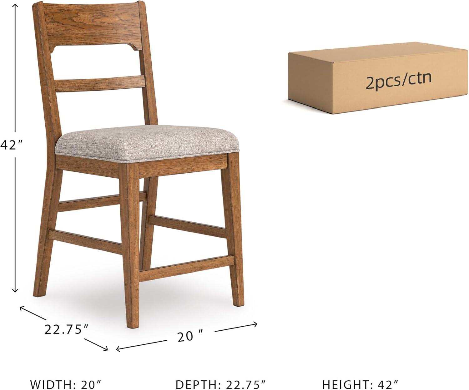 imageSignature Design by Ashley Cabalynn Counter Height Bar Stool Set of 2 Modern Farmhouse Foam Cushion Wood 2025 W x 235 D x 4175 H Light BrownLight Brown Beige