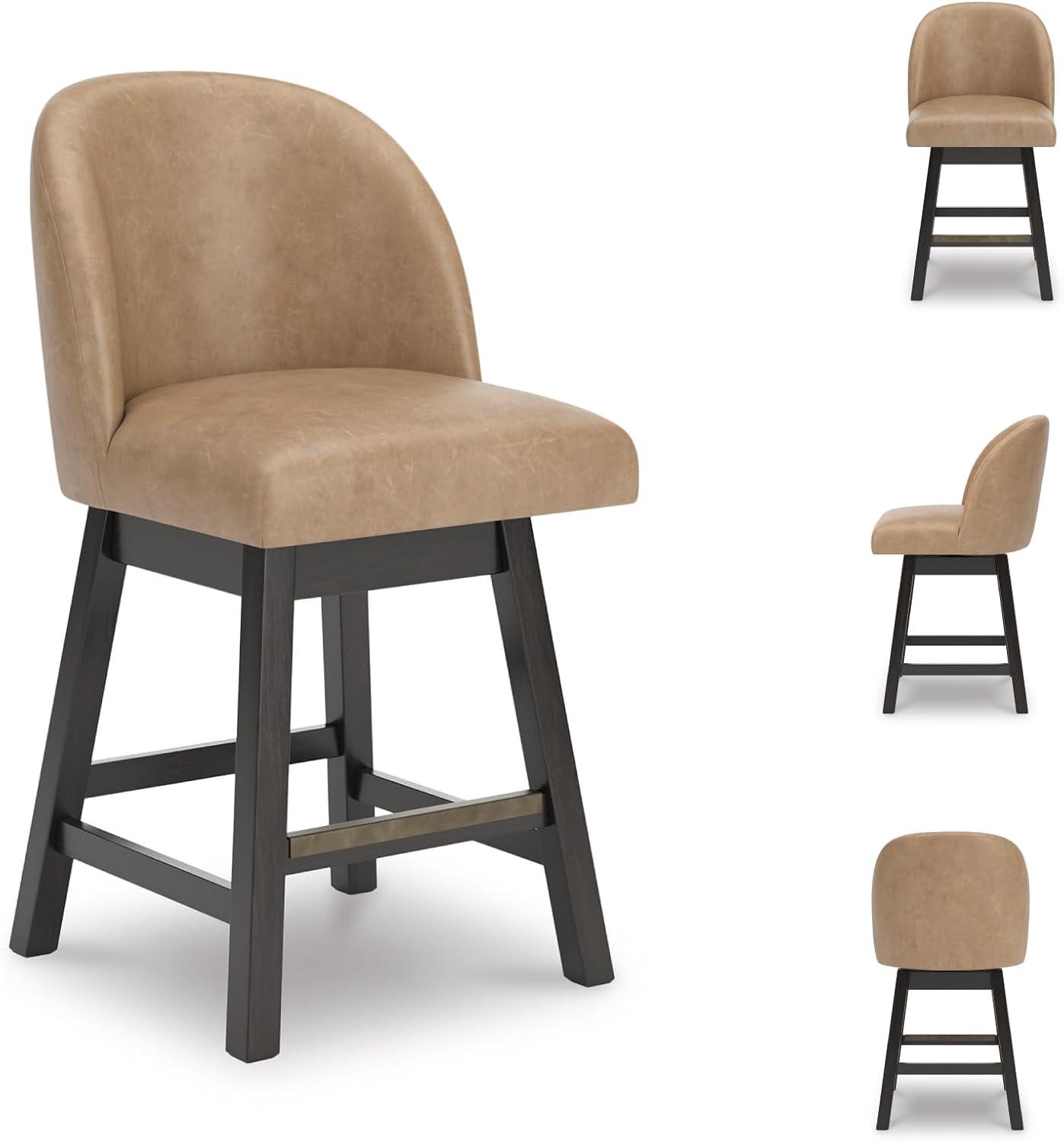 imageSignature Design by Ashley Cabalynn Counter Height Bar Stool Set of 2 Modern Farmhouse Foam Cushion Wood 2025 W x 235 D x 4175 H Light BrownLight Brown Dark Brown