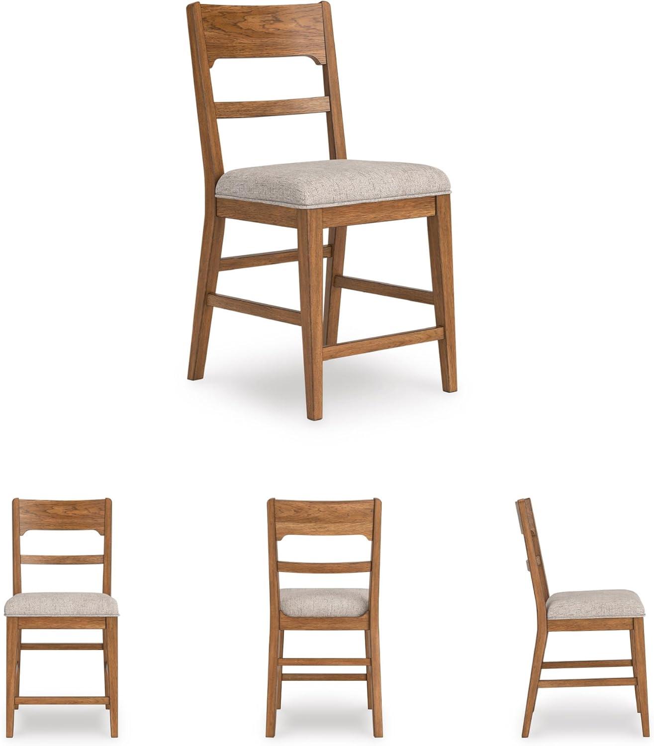imageSignature Design by Ashley Cabalynn Counter Height Bar Stool Set of 2 Modern Farmhouse Foam Cushion Wood 2025 W x 235 D x 4175 H Light BrownLight Brown Beige