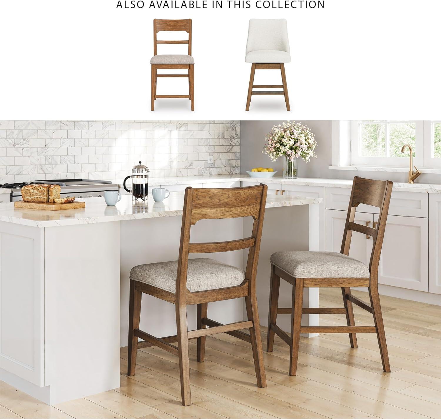 imageSignature Design by Ashley Cabalynn Counter Height Bar Stool Set of 2 Modern Farmhouse Foam Cushion Wood 2025 W x 235 D x 4175 H Light BrownLight Brown Beige