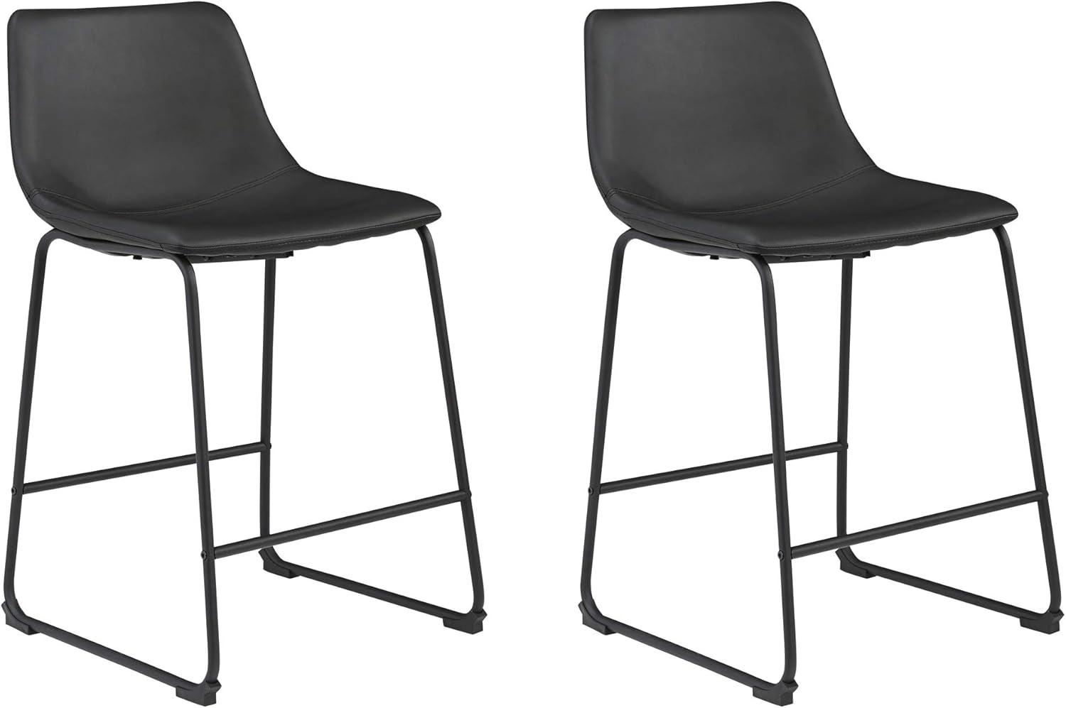imageSignature Design by Ashley Centiar 24 Counter Height Modern Bucket Barstool Set of 2 Black amp Centiar Mid Century Dining Room Bucket Chair Set of 2 BlackBlack