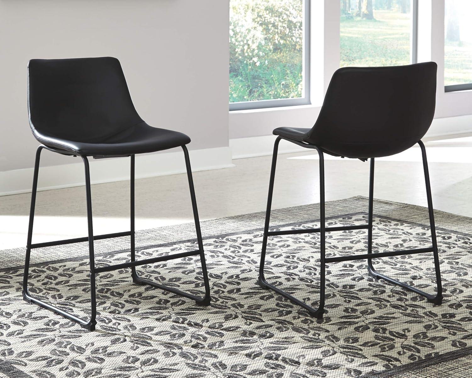 imageSignature Design by Ashley Centiar 24 Counter Height Modern Bucket Barstool Set of 2 Black amp Centiar Mid Century Dining Room Bucket Chair Set of 2 BlackBlack