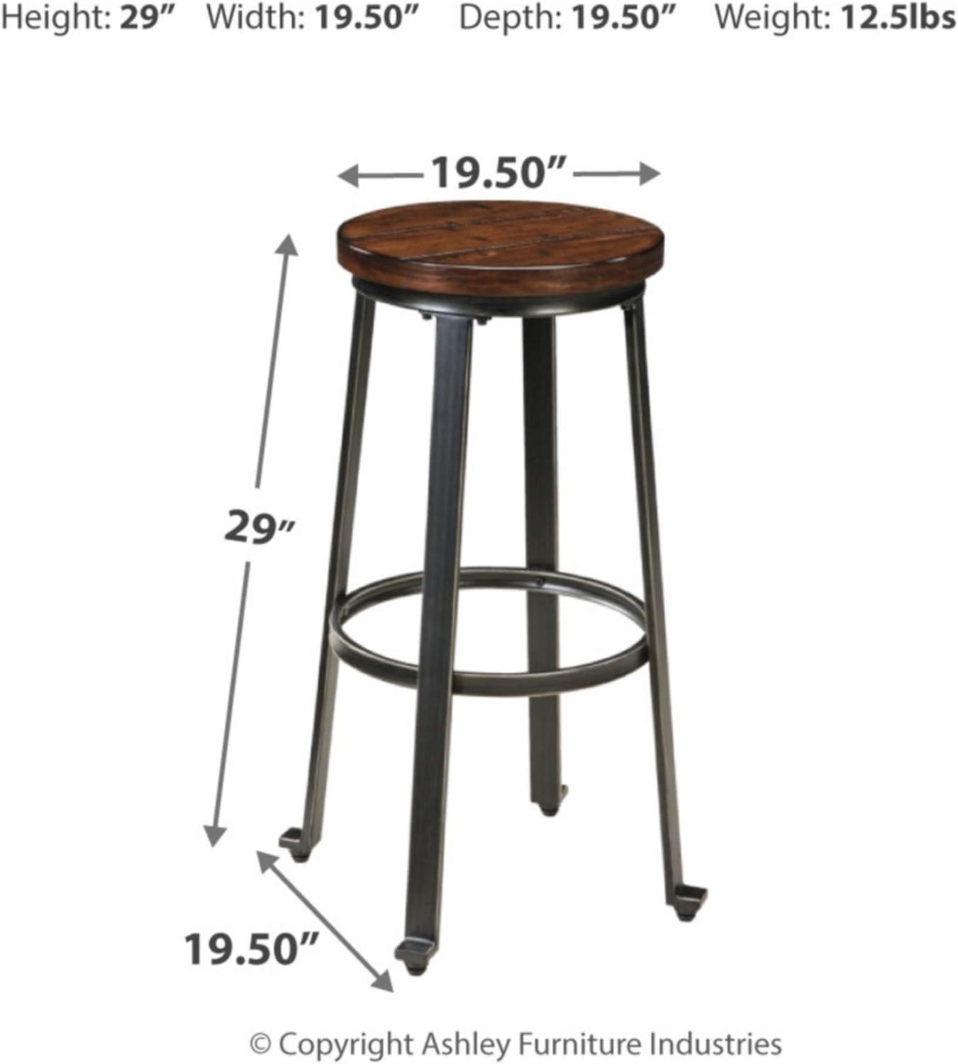 imageSignature Design by Ashley Challiman Industrial 29 Pub Height Barstool 2 Count WhiteRustic Brown