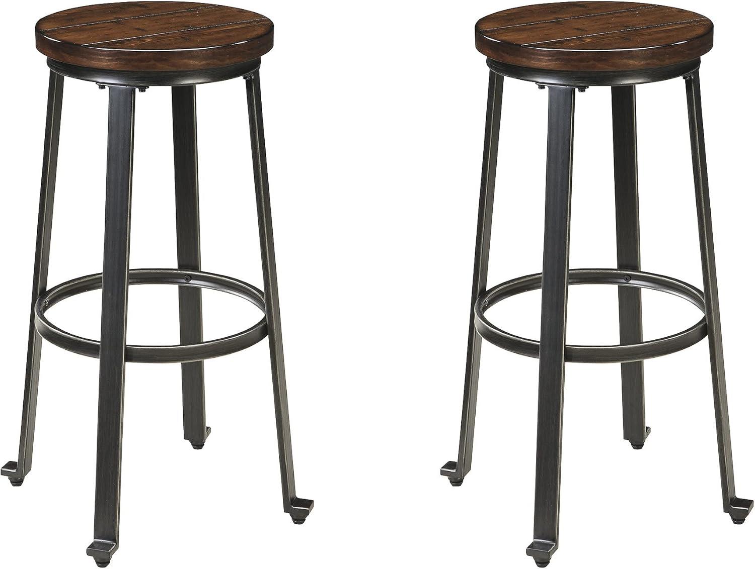 imageSignature Design by Ashley Challiman Industrial 29 Pub Height Barstool 2 Count WhiteRustic Brown