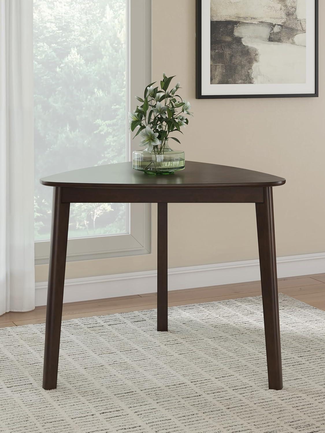 imageSignature Design by Ashley Dantenton Casual Triangle Dining Room Table Seats Up to 3 Soft Curves Tapered Legs Wood 3525 W x 335 D x 30 H Burgundy