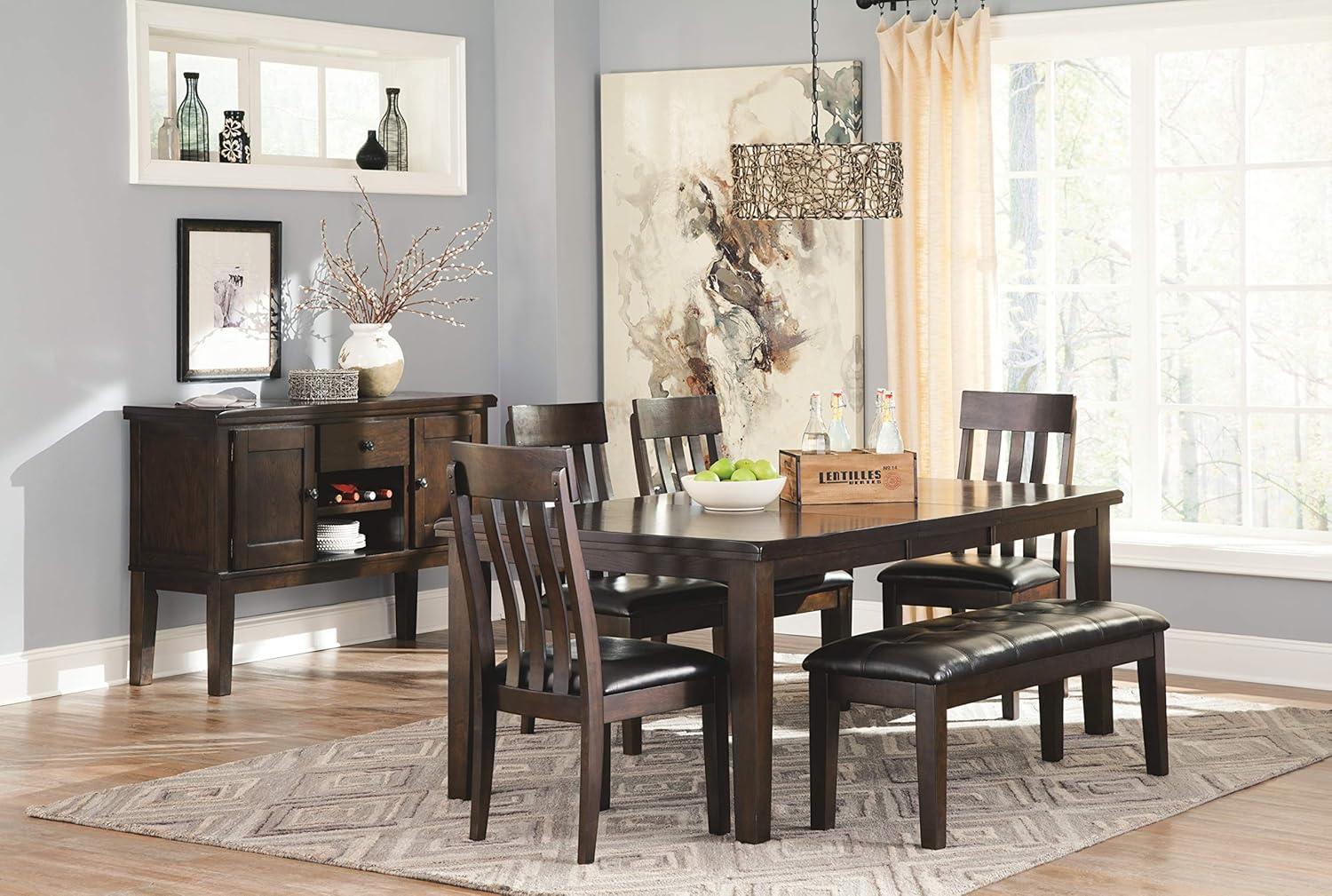 imageSignature Design by Ashley Hammis Rake Back Dining Room Chair Set of 2 Dark Brown Haddigan Traditional Upholstered Dining Room Bench Dark Brown