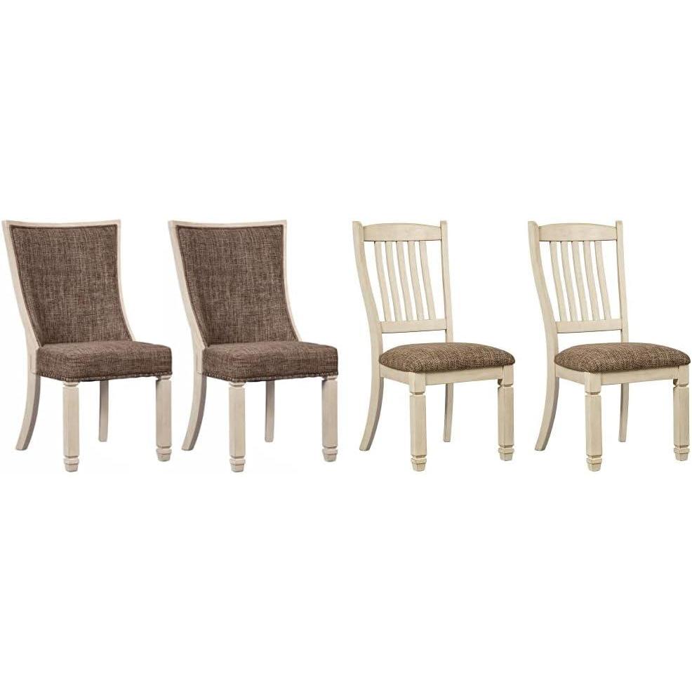 imageSignature Design by Ashley Bolanburg Modern Farmhouse Upholstered Dining Chair 2 Count Brown Bolanburg 20 Upholstered Dining Room Chair Set of 2 Antique White