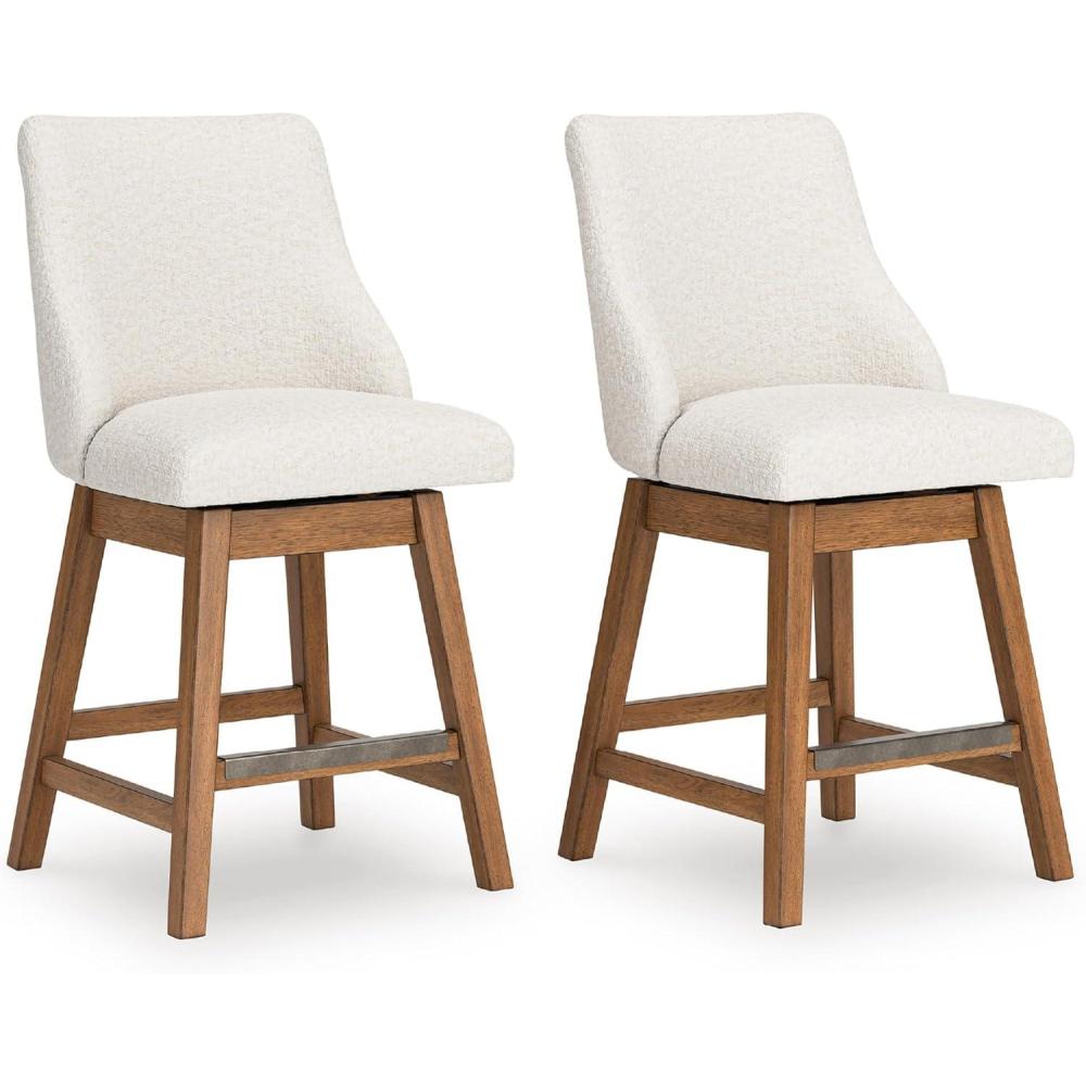 imageSignature Design by Ashley Cabalynn Counter Height Bar Stool Set of 2 Modern Farmhouse Foam Cushion Wood 2025 W x 235 D x 4175 H Light BrownWhite  Light Brown
