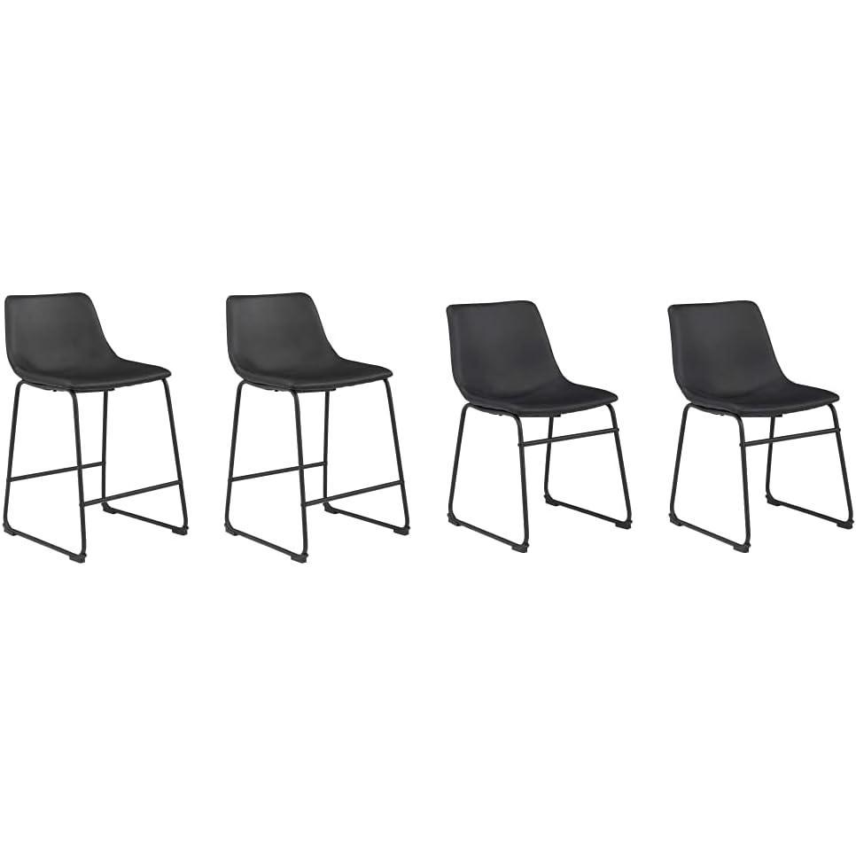 imageSignature Design by Ashley Centiar 24 Counter Height Modern Bucket Barstool Set of 2 Black amp Centiar Mid Century Dining Room Bucket Chair Set of 2 BlackBlack