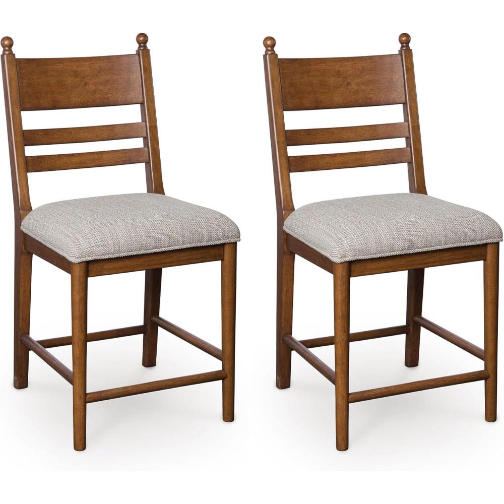 imageSignature Design by Ashley Chadworth Counter Height Bar Stool Set of 2 Modern Farmhouse Foam Cushion Solid Wood Frame 1975 W x 2313 D x 4163 H BrownBrown