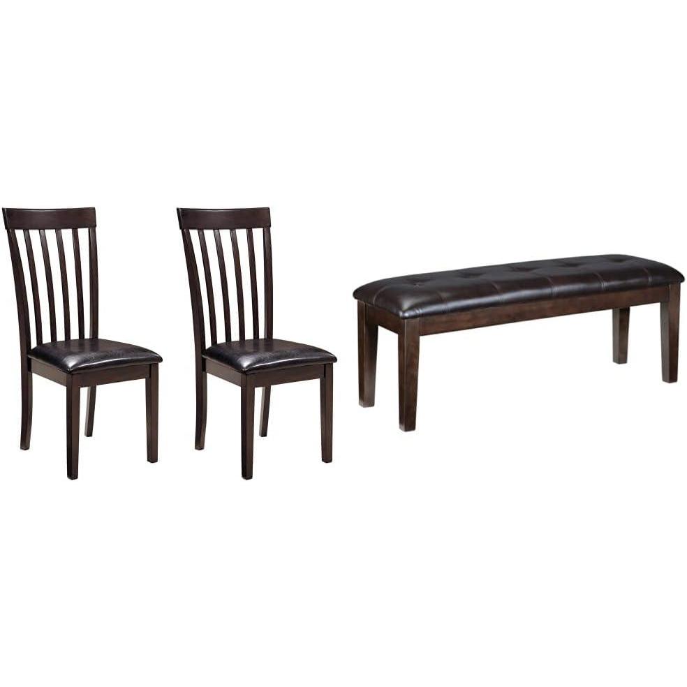 imageSignature Design by Ashley Hammis Rake Back Dining Room Chair Set of 2 Dark Brown Haddigan Traditional Upholstered Dining Room Bench Dark Brown