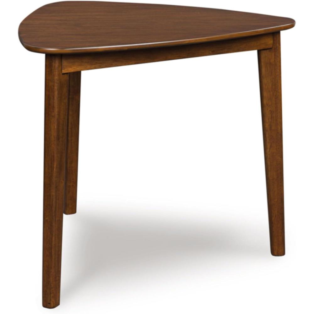 imageSignature Design by Ashley Lyncott Casual Triangle Dining Room Table MidCentury Modern Seats 3 Rounded Corners Wood 3525 W x 335 D x 30 H Brown