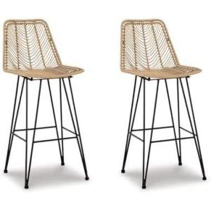 Signature Design by Ashley Angentree Bohemian 29″ Bar Height Upholstered Barstool, Black(Tan)
