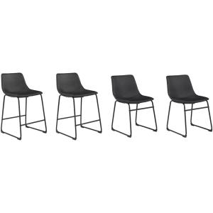 Signature Design by Ashley Centiar 24″ Counter Height Modern Bucket Barstool Set of 2, Black & Centiar Mid Century Dining Room Bucket Chair, Set of 2, Black(Black)