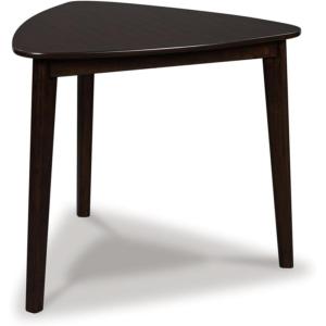 Signature Design by Ashley Dantenton Casual Triangle Dining Room Table, Seats Up to 3, Soft Curves, Tapered Legs, Wood, 35.25″ W x 33.5″ D x 30″ H, Burgundy