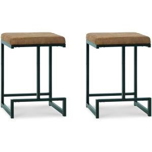 Signature Design by Ashley Strumford Modern Tall Upholstered Barstool with Metal Frame, 2 Count, Black & Gray(Brown)