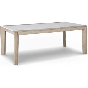 Signature Design by Ashley Wendora Contemporary Dining Table with Acrylic Insert, White & Beige