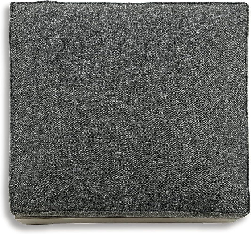 imageSignature Design by Ashley Citrine Park Casual Outdoor Ottoman with Cushion Nuvella Weather Resistant Fabric Light Brown amp Gray