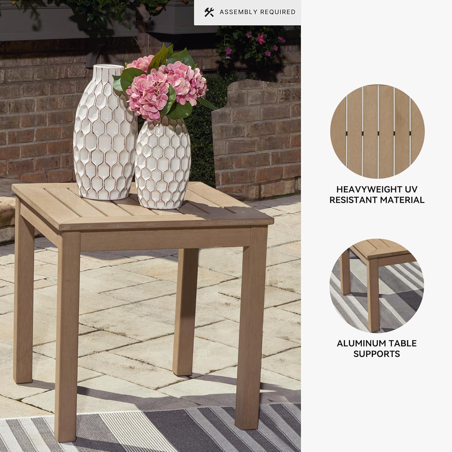 imageSignature Design by Ashley Hallow Creek Cottage Nuvella Weather Resistant Fabric Outdoor Loveseat with Cushion and 2 Throw Pillows Light Brown amp BeigeLight Brown