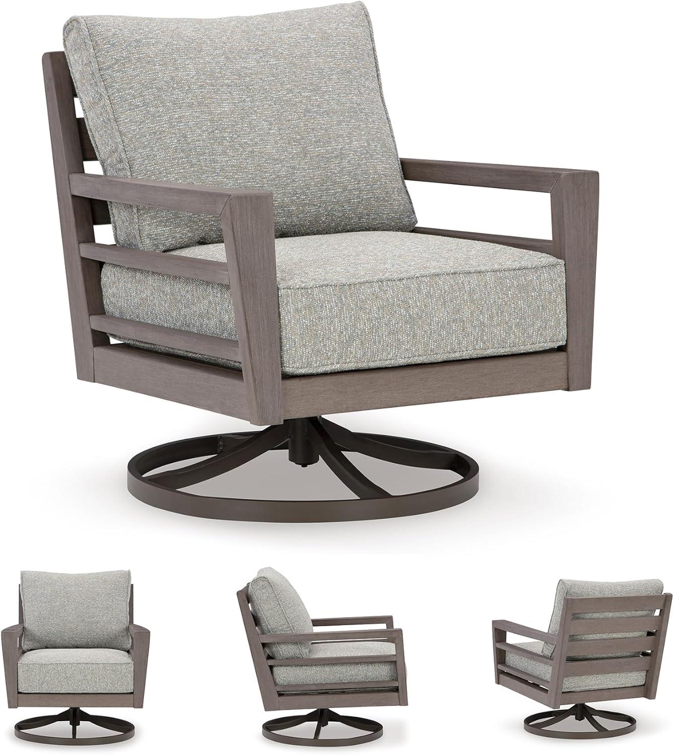 imageSignature Design by Ashley Hallow Creek Cottage Nuvella Weather Resistant Fabric Outdoor Loveseat with Cushion and 2 Throw Pillows Light Brown amp BeigeDark Brown