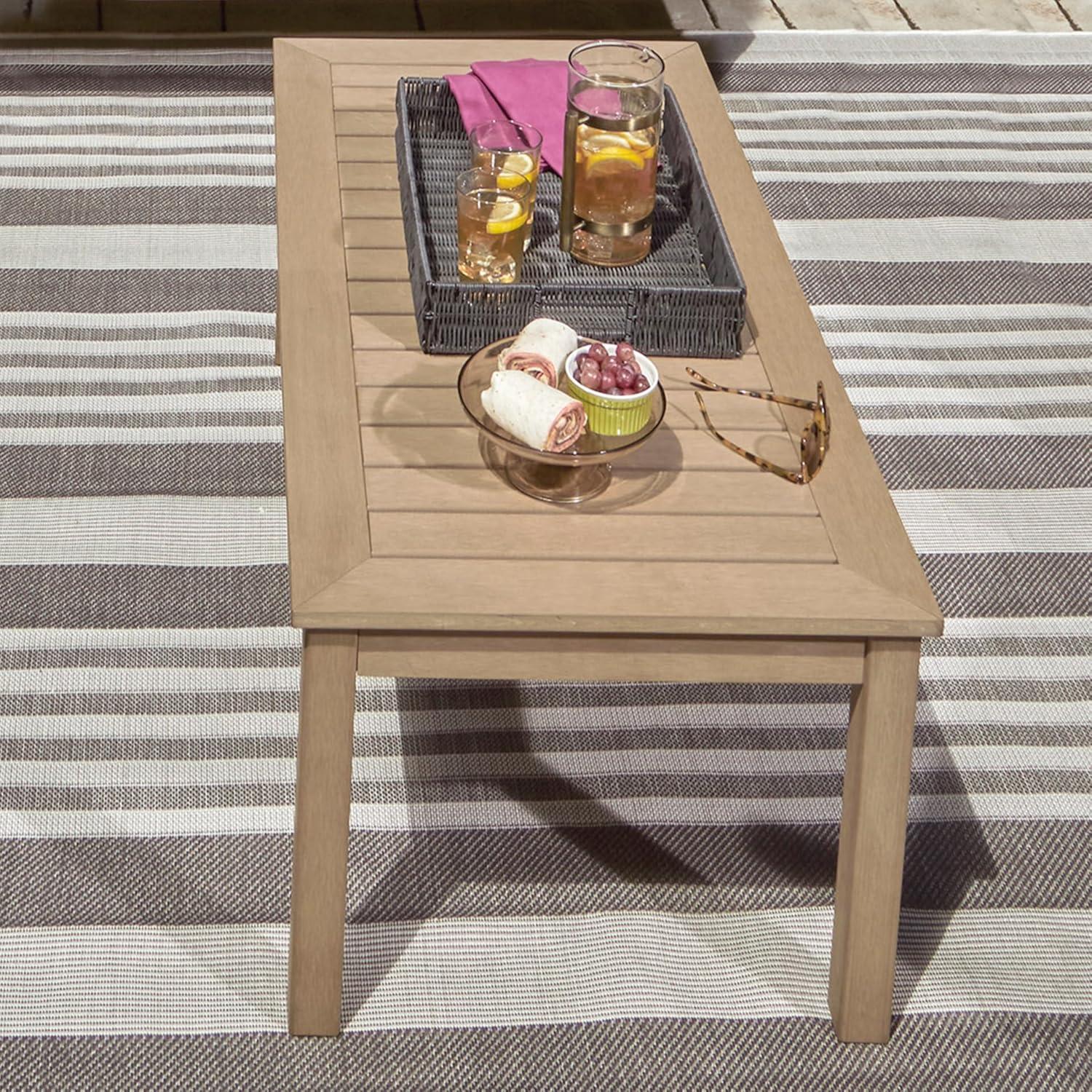 imageSignature Design by Ashley Hallow Creek Cottage Nuvella Weather Resistant Fabric Outdoor Loveseat with Cushion and 2 Throw Pillows Light Brown amp BeigeLight Brown