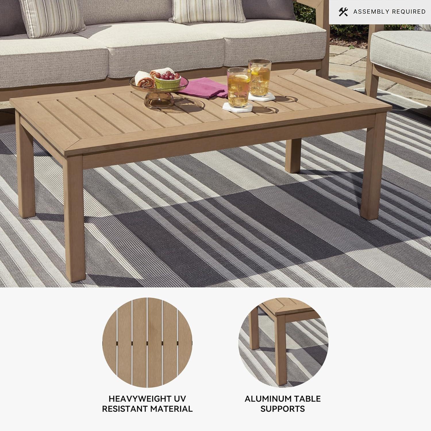 imageSignature Design by Ashley Hallow Creek Cottage Nuvella Weather Resistant Fabric Outdoor Loveseat with Cushion and 2 Throw Pillows Light Brown amp BeigeLight Brown