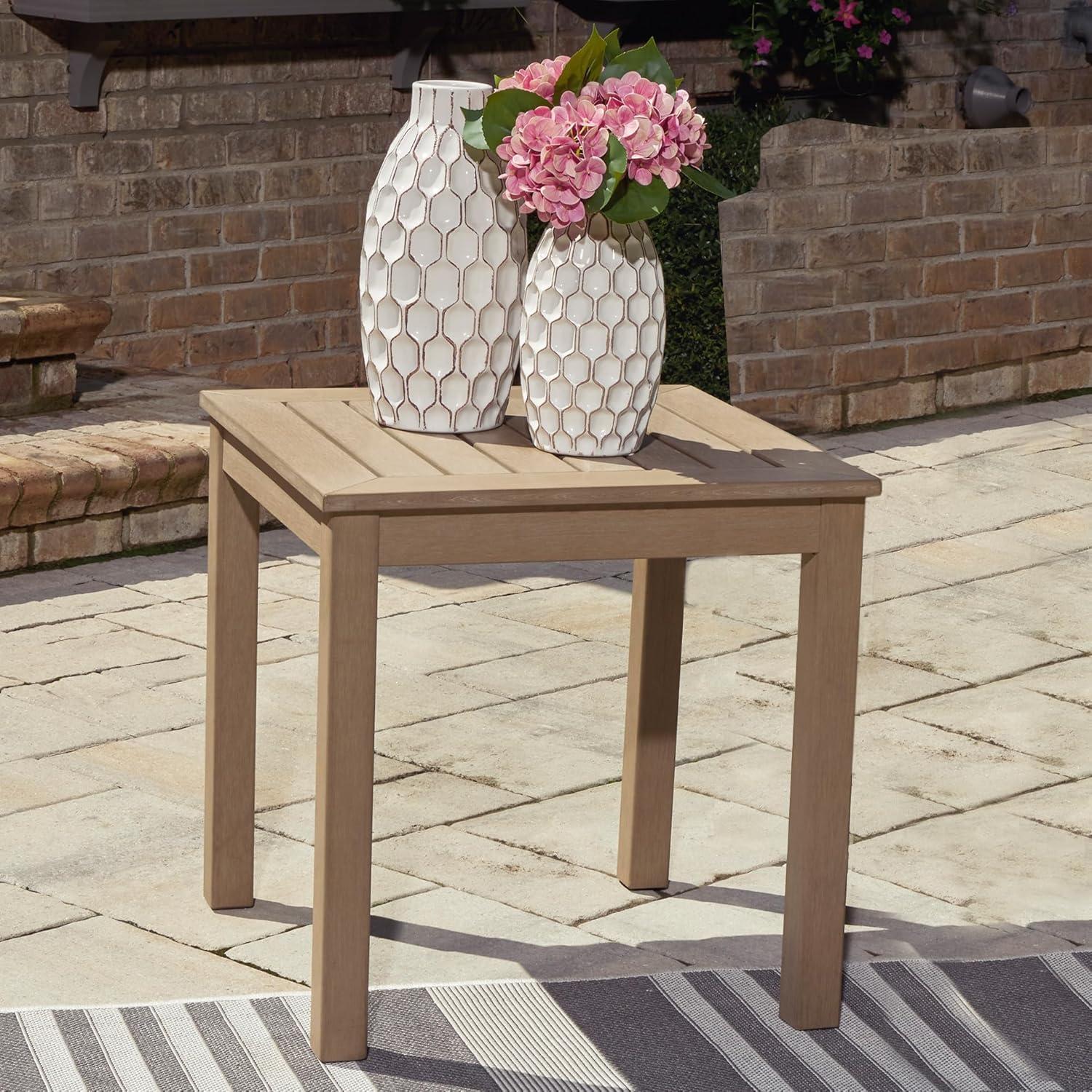 imageSignature Design by Ashley Hallow Creek Cottage Nuvella Weather Resistant Fabric Outdoor Loveseat with Cushion and 2 Throw Pillows Light Brown amp BeigeLight Brown
