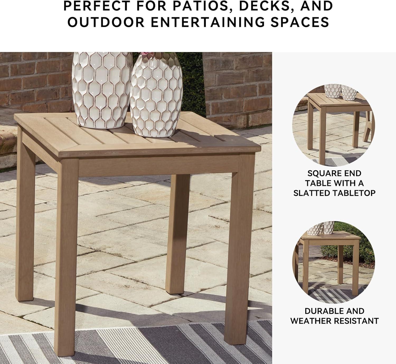imageSignature Design by Ashley Hallow Creek Cottage Nuvella Weather Resistant Fabric Outdoor Loveseat with Cushion and 2 Throw Pillows Light Brown amp BeigeLight Brown