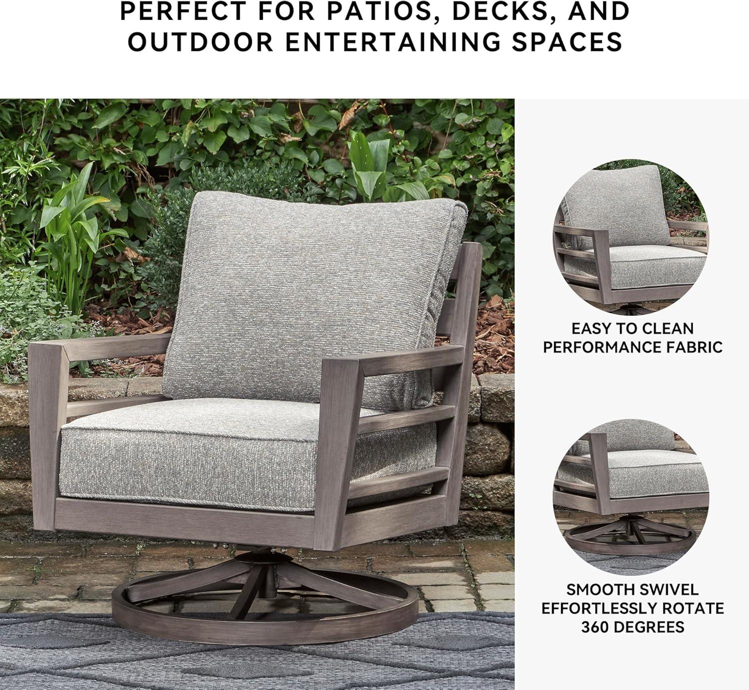 imageSignature Design by Ashley Hallow Creek Cottage Nuvella Weather Resistant Fabric Outdoor Loveseat with Cushion and 2 Throw Pillows Light Brown amp BeigeDark Brown