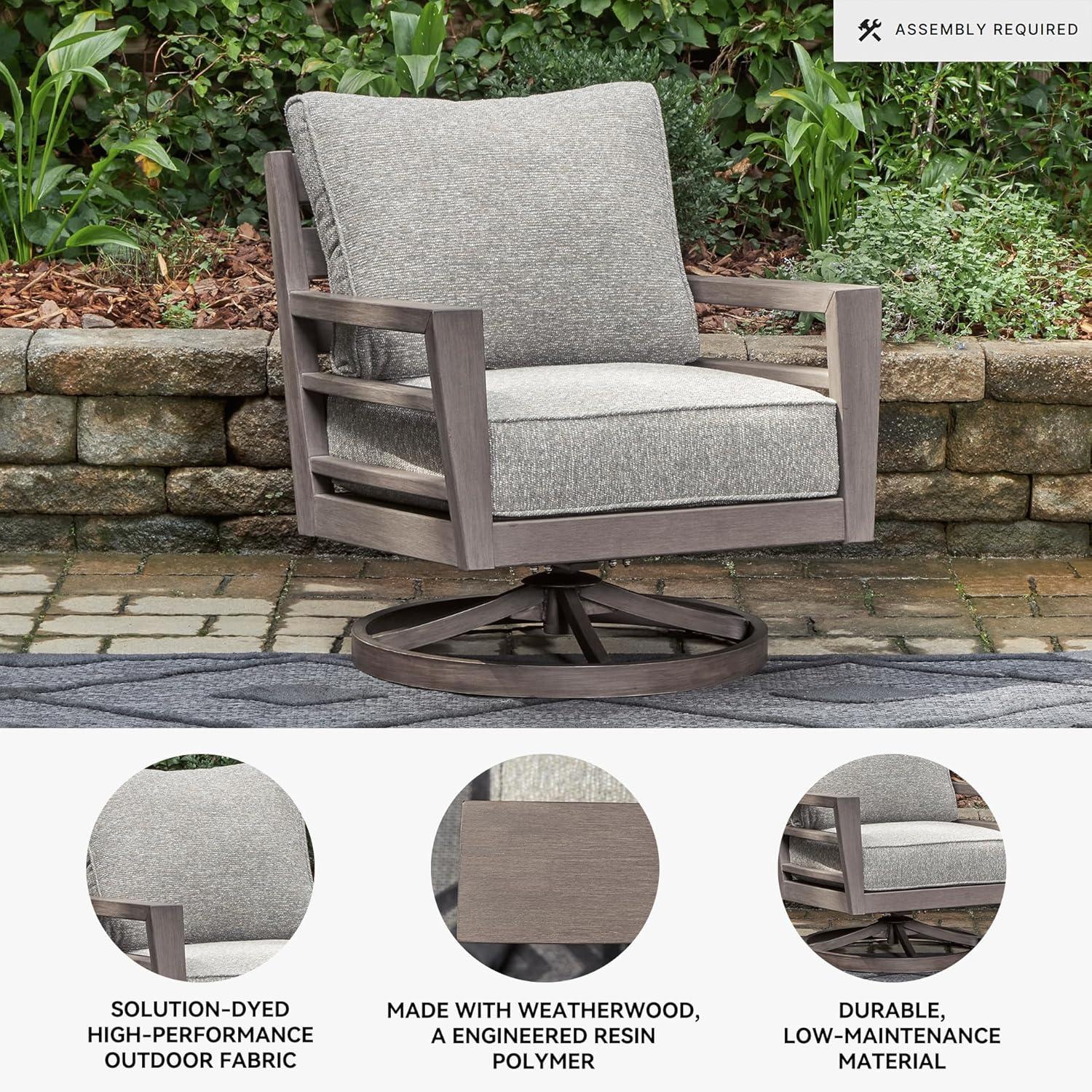 imageSignature Design by Ashley Hallow Creek Cottage Nuvella Weather Resistant Fabric Outdoor Loveseat with Cushion and 2 Throw Pillows Light Brown amp BeigeDark Brown