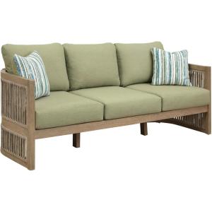 Signature Design by Ashley Moondance Casual Outdoor Lounge Chair with Arm Rest and Cushion, Set of 2, Nuvella Weather Resistant Fabric, Light Green & Beige(Sofa)