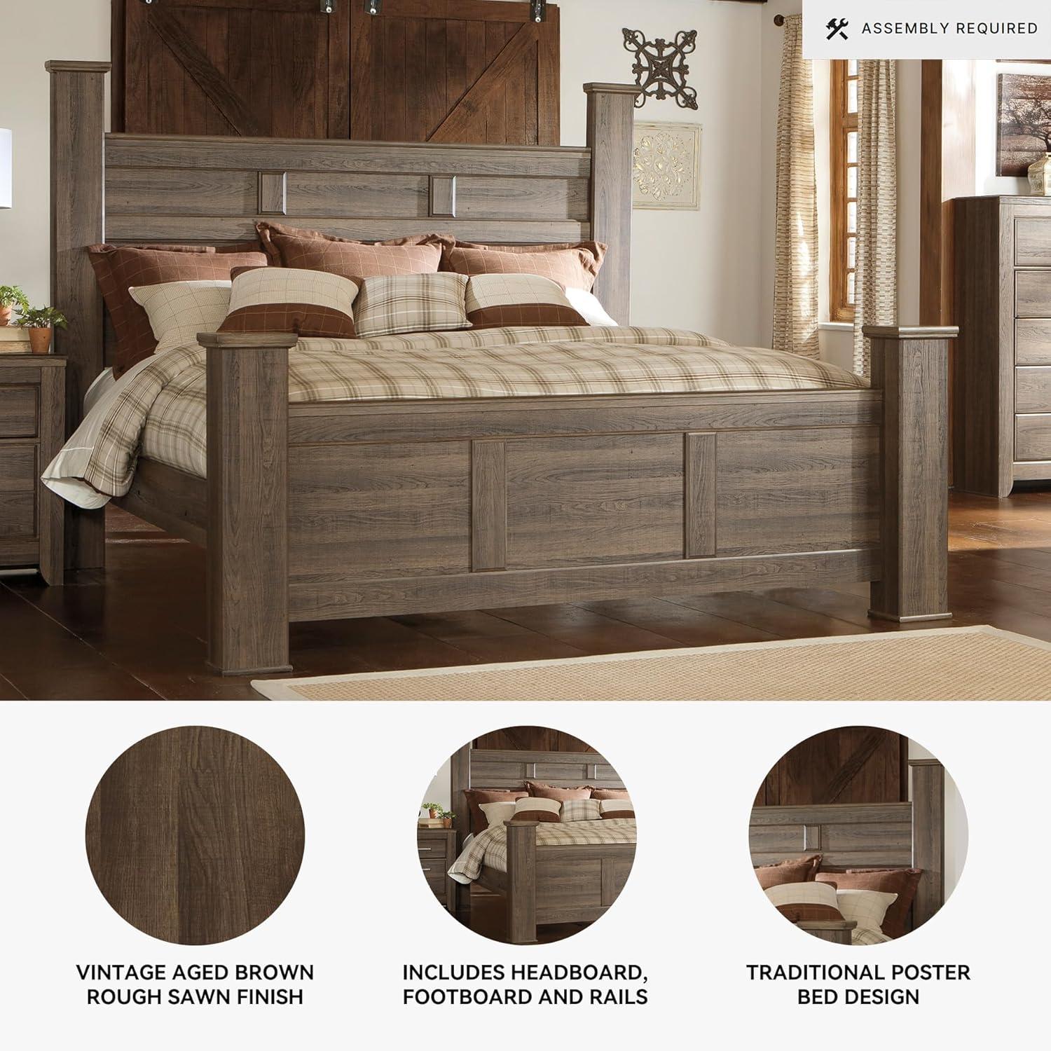 imageAshley Furniture Signature Design Juararo Poster Headboard Queen Size Component Piece Includes Headboard Only Dark BrownCalifornia King