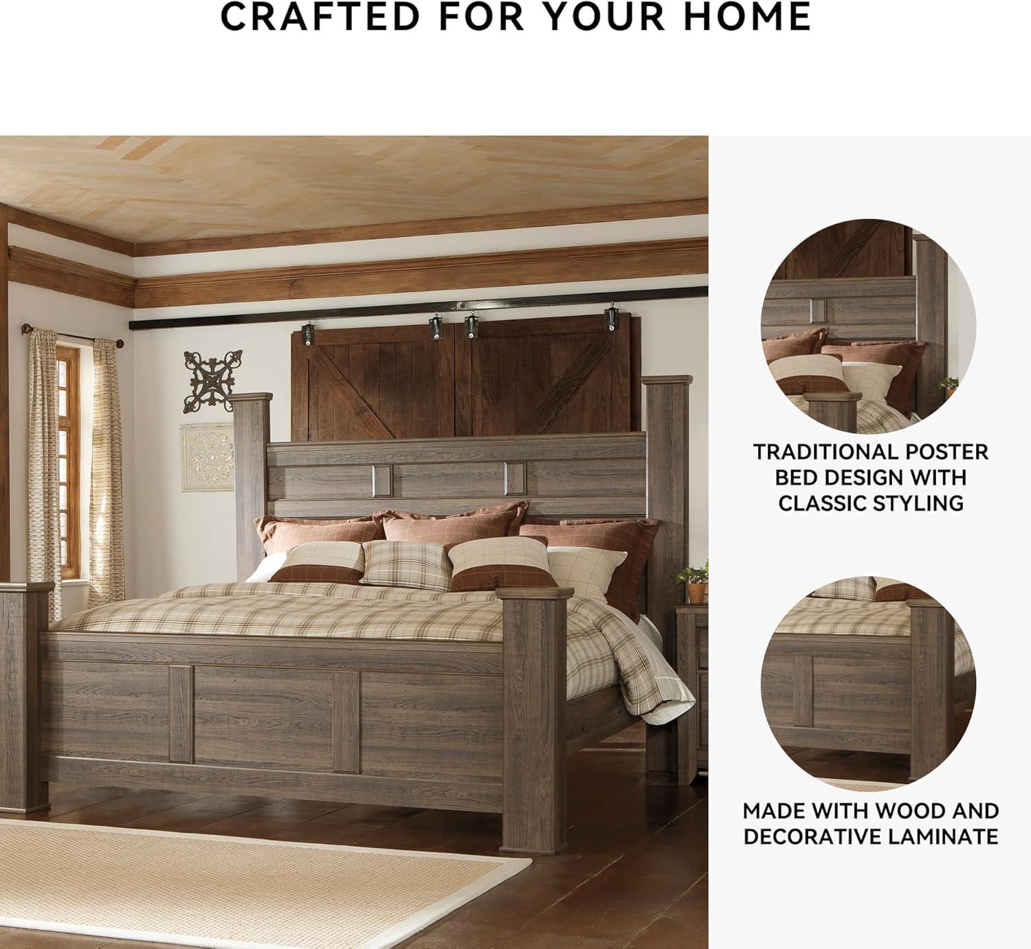 imageAshley Furniture Signature Design Juararo Poster Headboard Queen Size Component Piece Includes Headboard Only Dark BrownCalifornia King