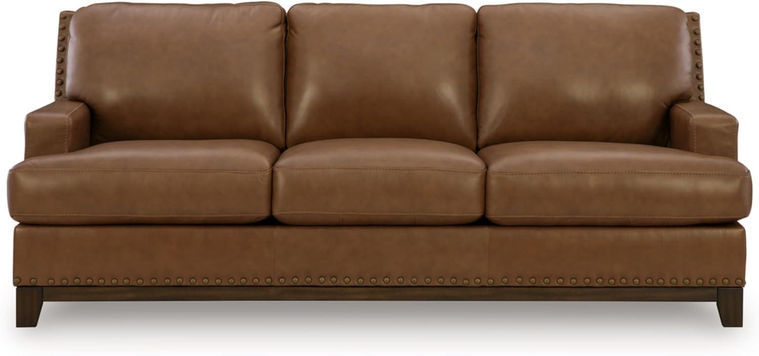 imageSignature Design by Ashley Brendola Transitional Leather Match Chair with Nailhead Trim and Loose Seat Cushions Light BrownSofa