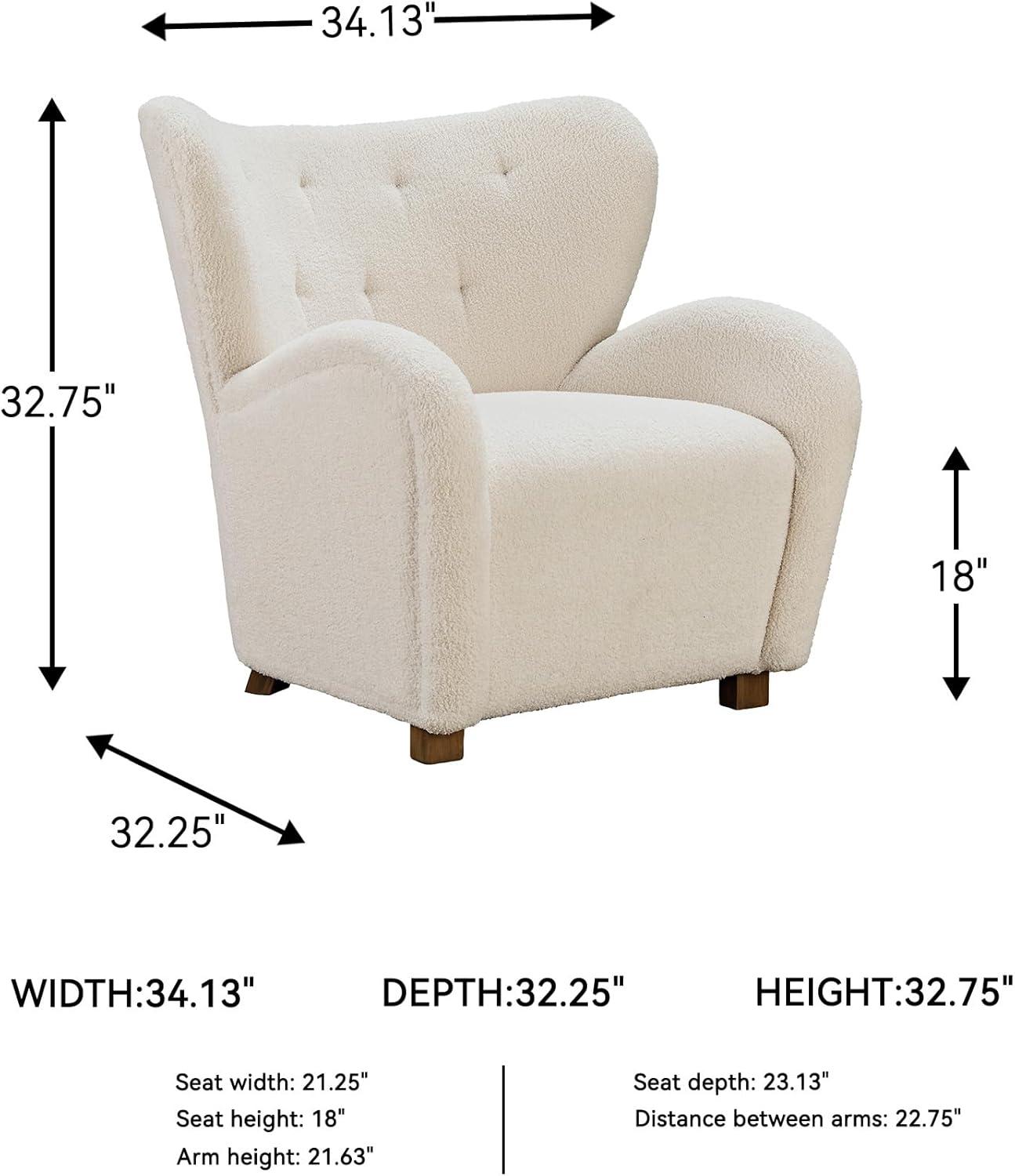 imageSignature Design by Ashley Larbell Contemporary Faux Shearling Tufted Upholstered Accent Chair with Wingback Light BrownWhite