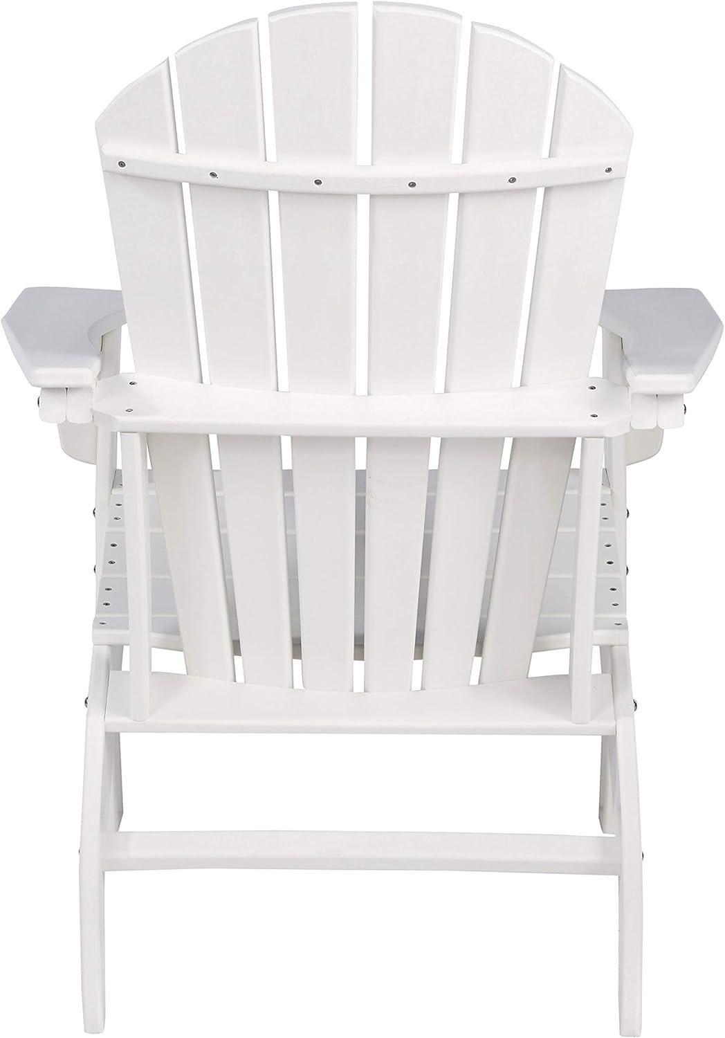 imageSignature Design by Ashley Sundown Treasure Outdoor Patio HDPE Weather Resistant Adirondack Chair White and End Table WhiteWhite