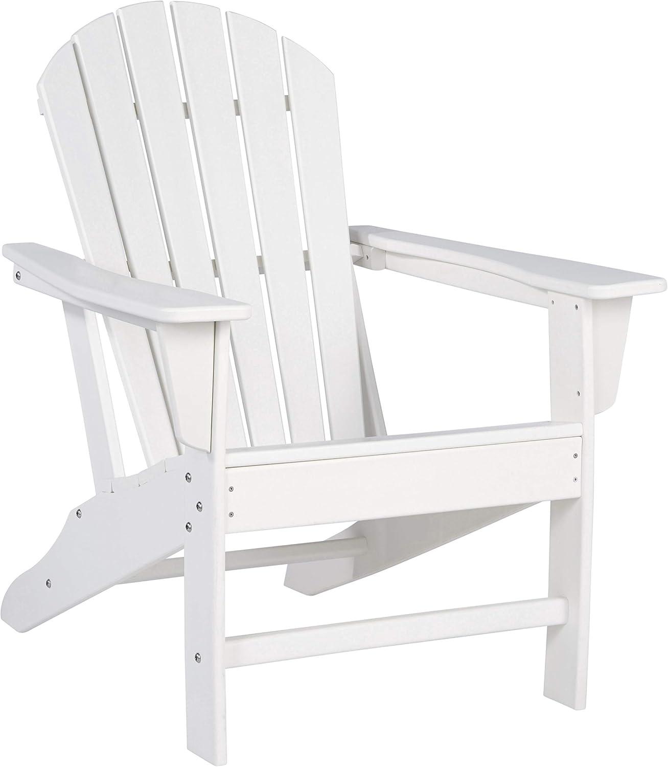 imageSignature Design by Ashley Sundown Treasure Outdoor Patio HDPE Weather Resistant Adirondack Chair White and End Table WhiteWhite