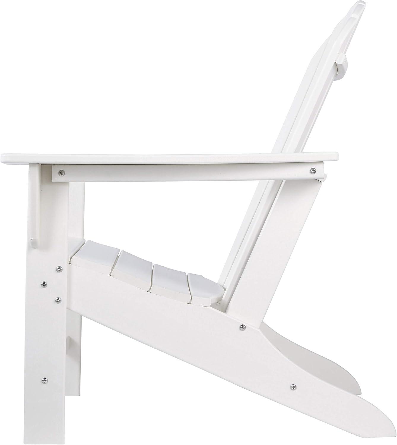 imageSignature Design by Ashley Sundown Treasure Outdoor Patio HDPE Weather Resistant Adirondack Chair White and End Table WhiteWhite