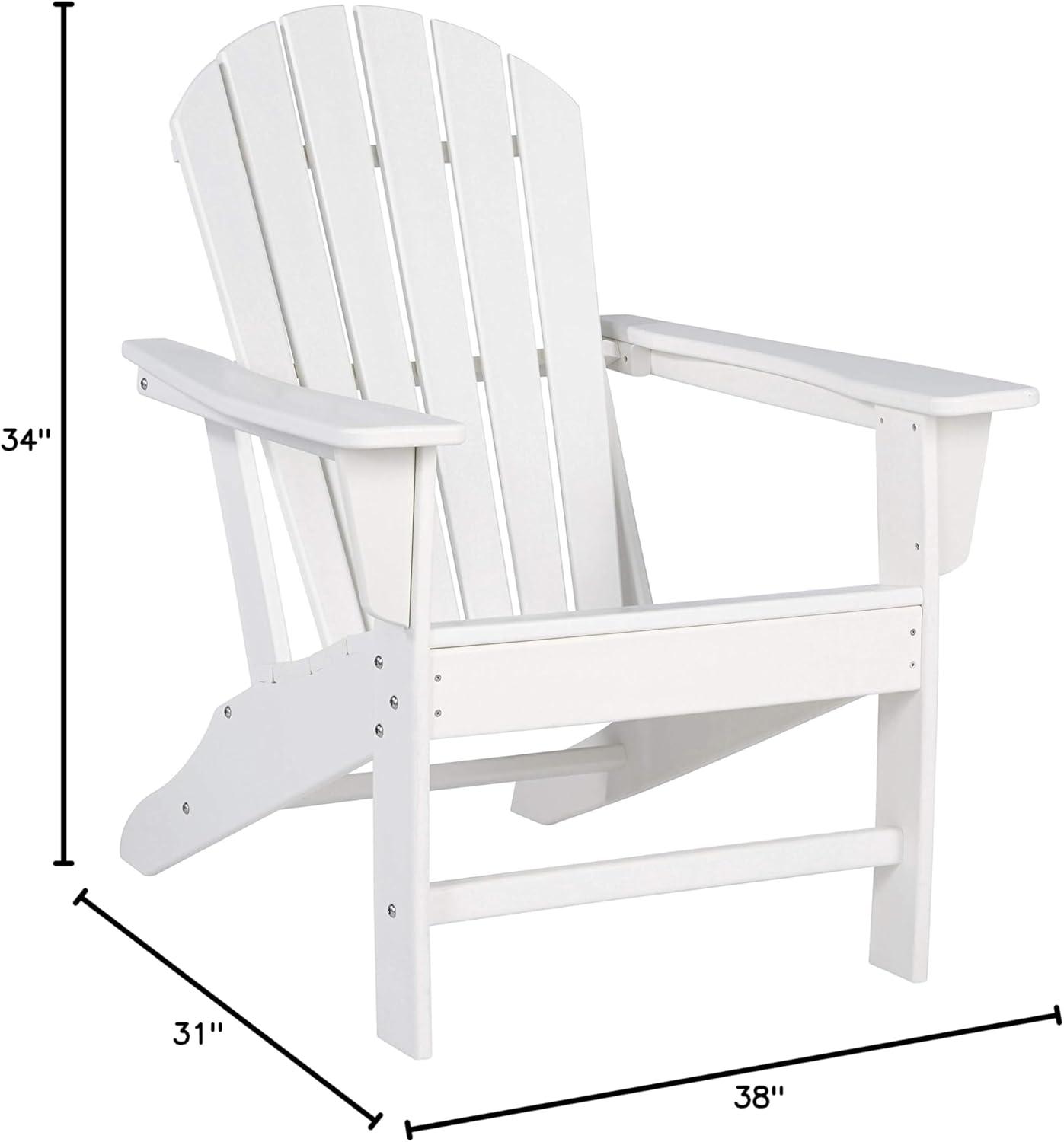 imageSignature Design by Ashley Sundown Treasure Outdoor Patio HDPE Weather Resistant Adirondack Chair White and End Table WhiteWhite