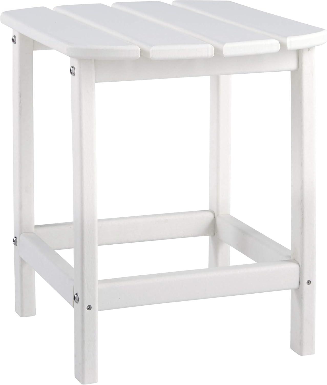 imageSignature Design by Ashley Sundown Treasure Outdoor Patio HDPE Weather Resistant Adirondack Chair White and End Table WhiteWhite