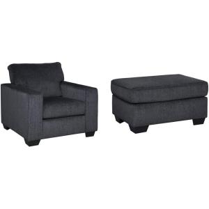 Signature Design by Ashley Altari Modern Chair and Ottoman Set, Dark Gray