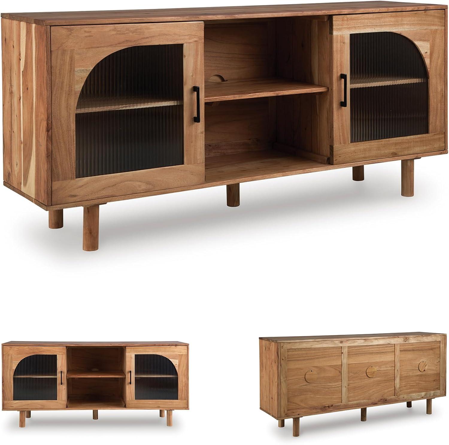 imageSignature Design by Ashley Adway Casual Accent Cabinet with AntiTipping and Removable Shelf Light Brown