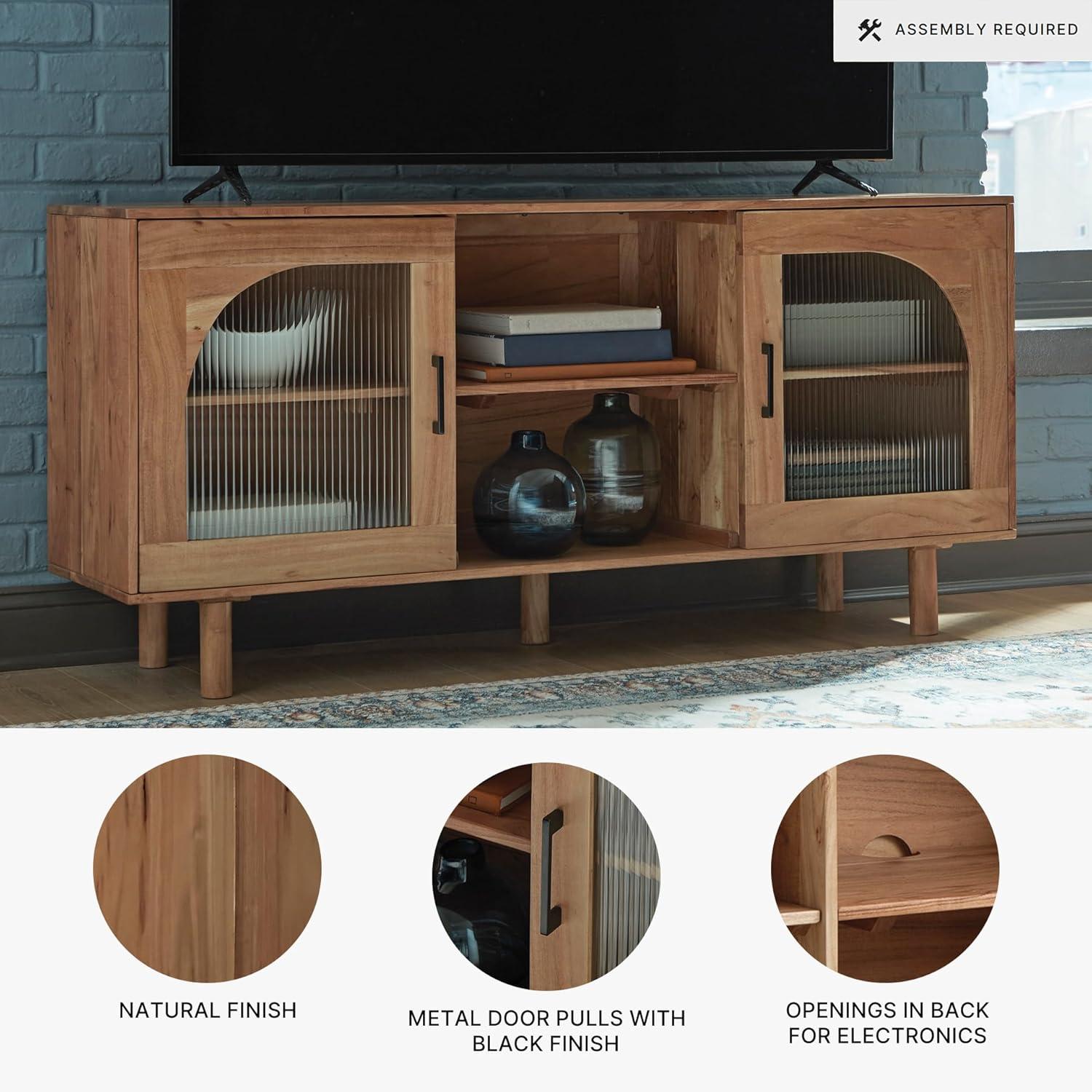 imageSignature Design by Ashley Adway Casual Accent Cabinet with AntiTipping and Removable Shelf Light Brown