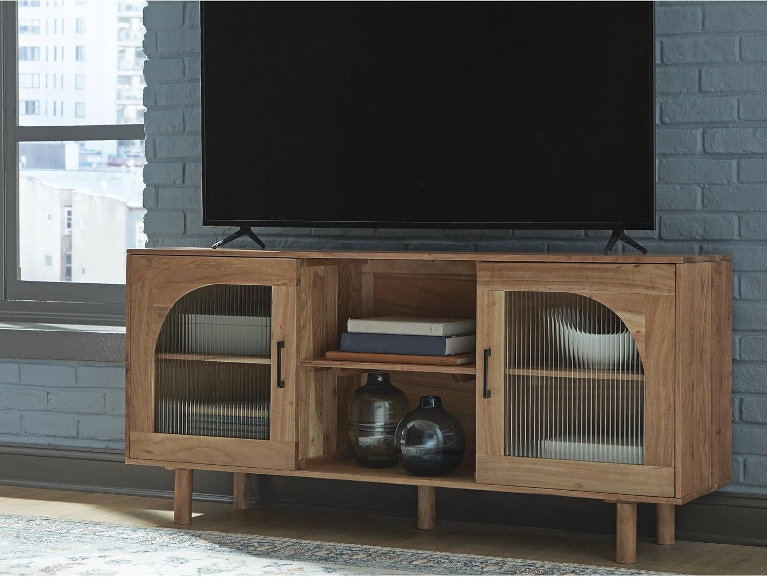 imageSignature Design by Ashley Adway Casual Accent Cabinet with AntiTipping and Removable Shelf Light Brown