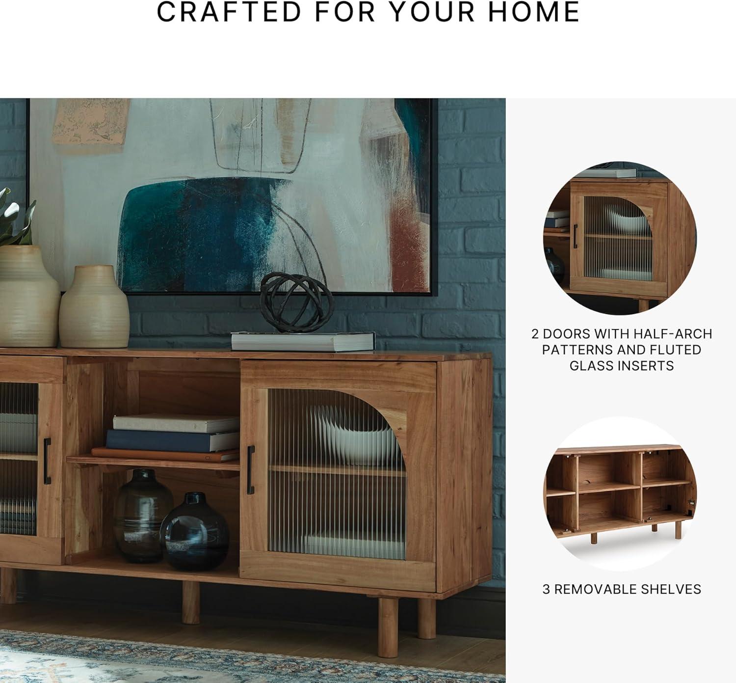 imageSignature Design by Ashley Adway Casual Accent Cabinet with AntiTipping and Removable Shelf Light Brown