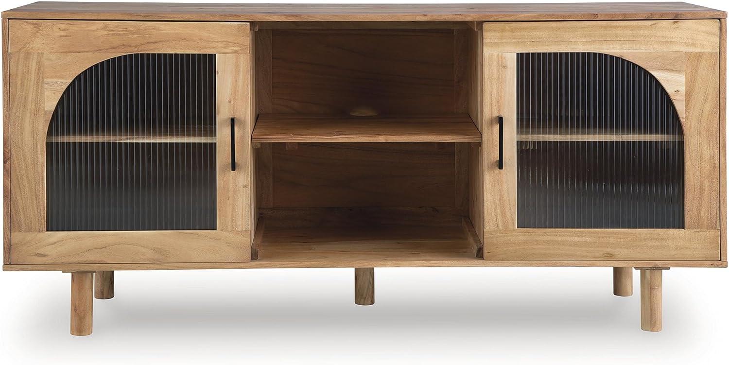 imageSignature Design by Ashley Adway Casual Accent Cabinet with AntiTipping and Removable Shelf Light Brown