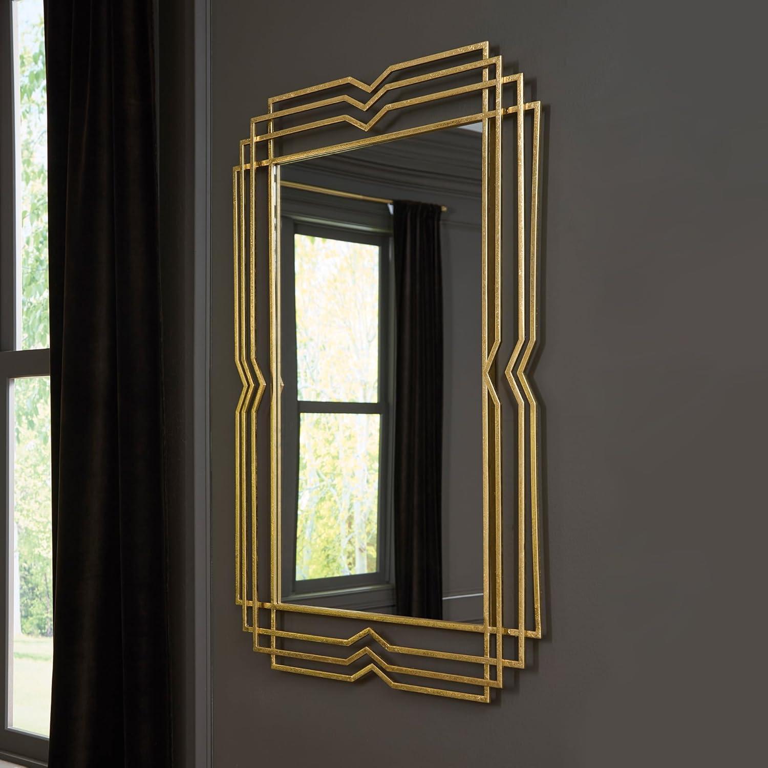 imageSignature Design by Ashley Claybrook Art Deco Wall Mounted Metal Framed Accent Mirror Metallic