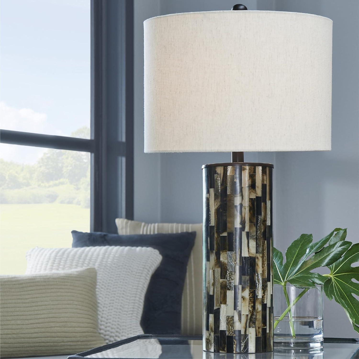imageSignature Design by Ashley Ellford Contemporary 265 Inch Poly Table Lamp Black Brown amp Cream