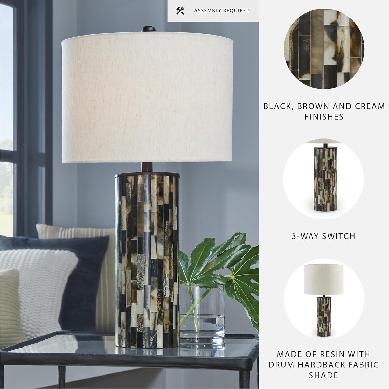 imageSignature Design by Ashley Ellford Contemporary 265 Inch Poly Table Lamp Black Brown amp Cream